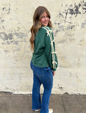 Load image into Gallery viewer, entro sweatershirt with bow details in hunter green