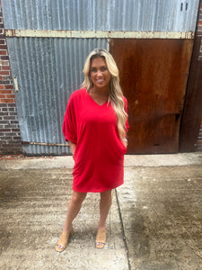 ivy jane dolman sleeve dress in red