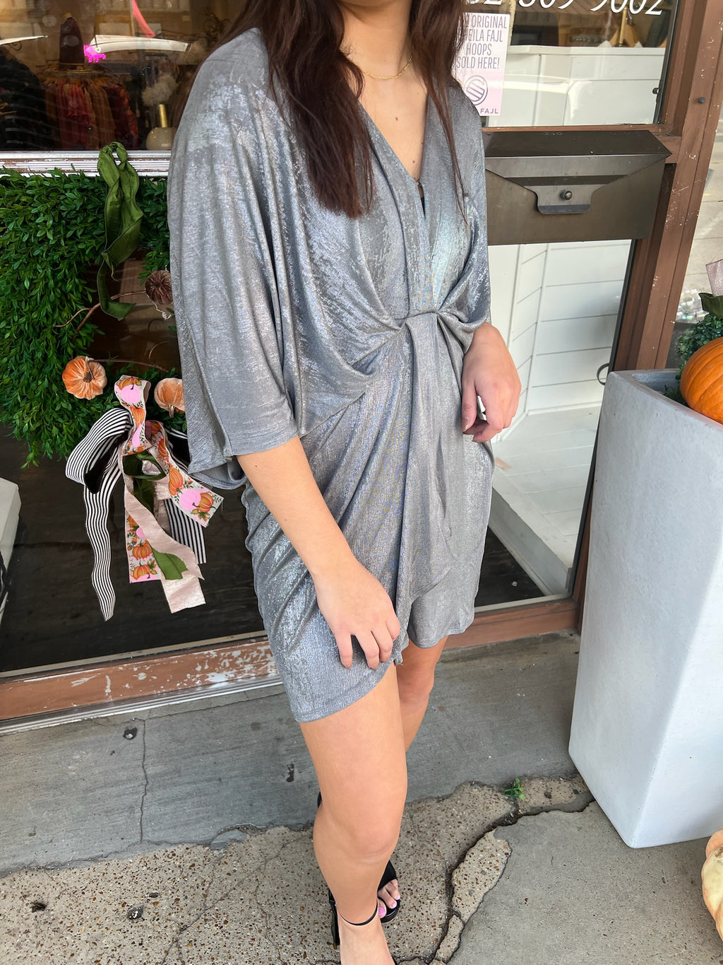elan dolman dress in dark grey