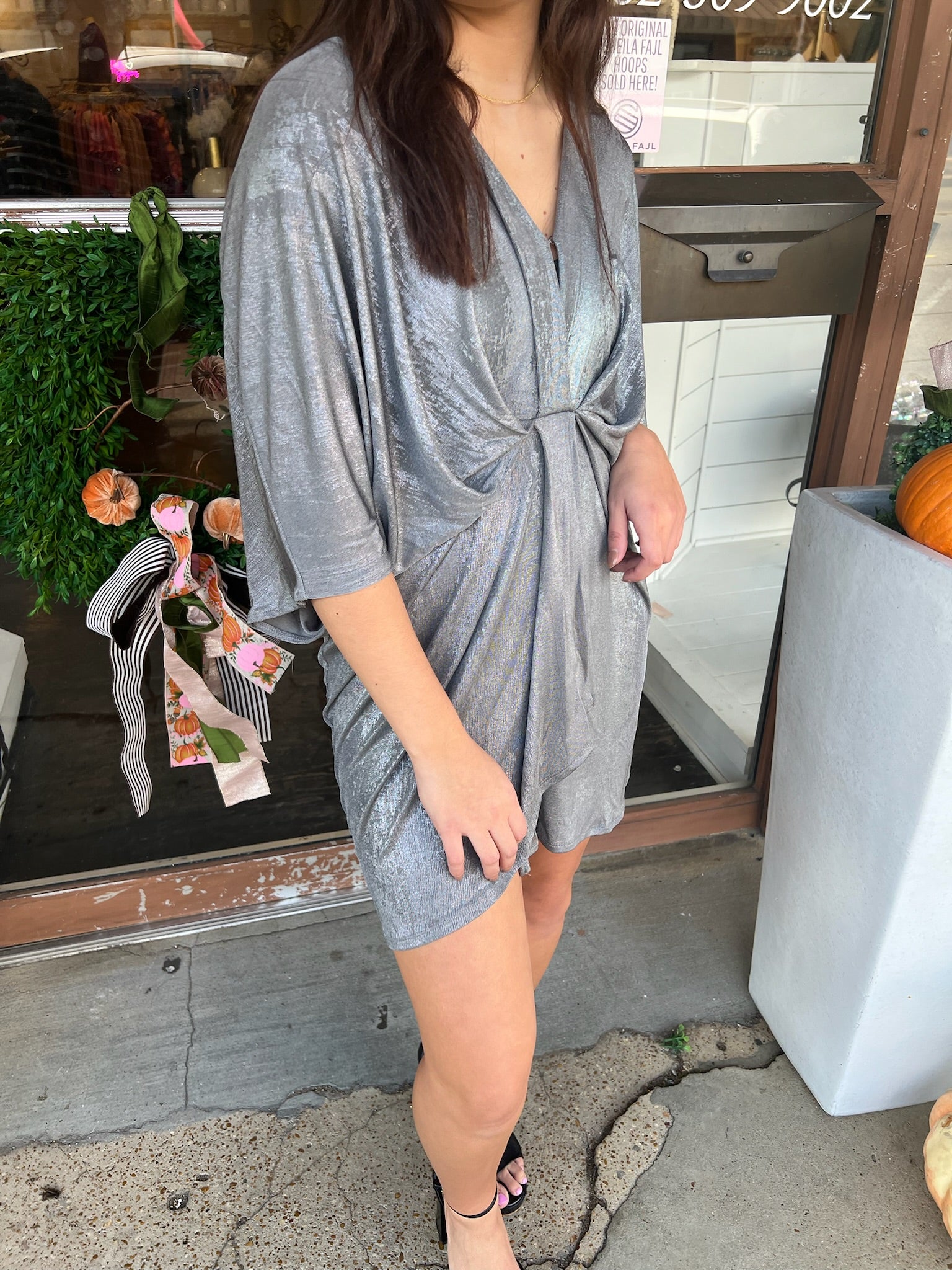 elan dolman dress in dark grey
