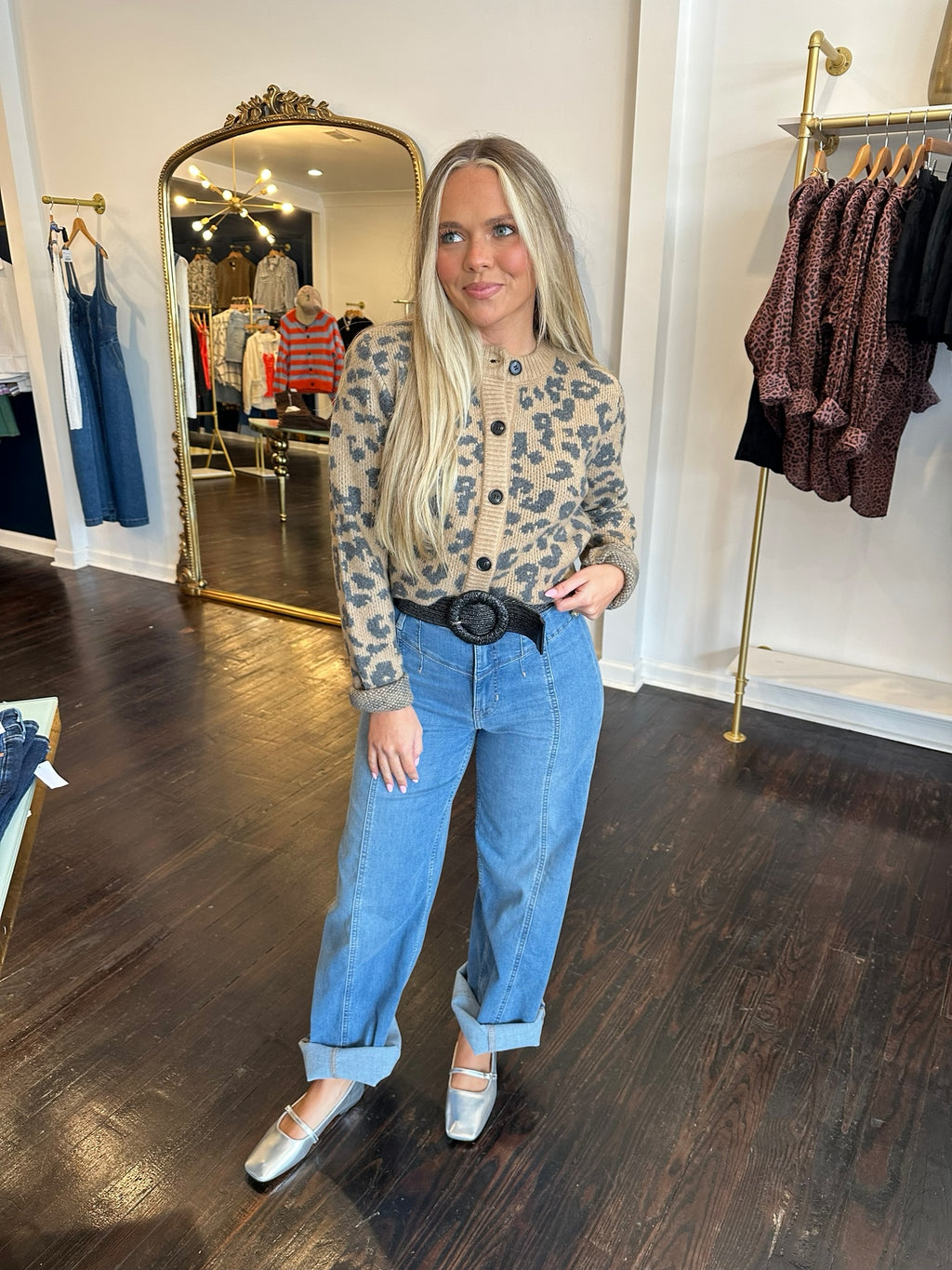 dear john amina sweater in leopard