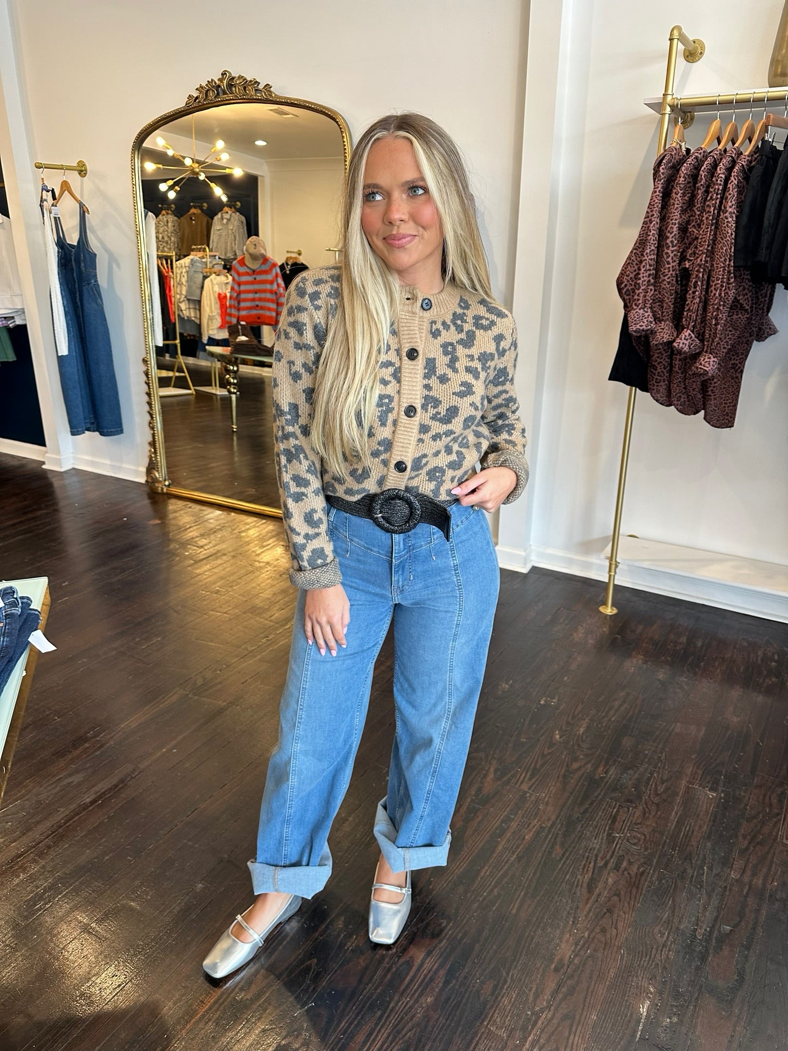 dear john amina sweater in leopard
