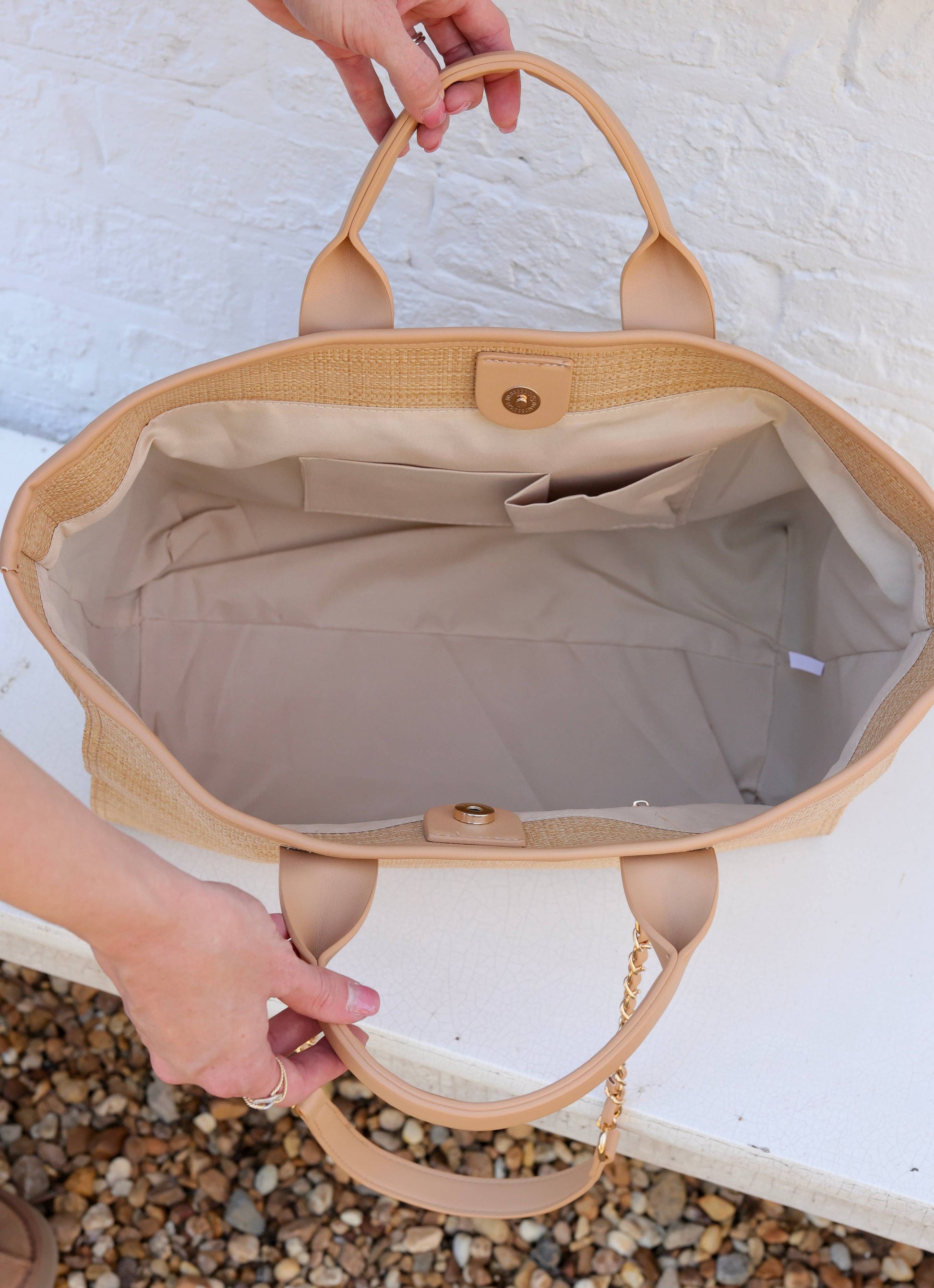 Caroline Hill Melissa Tote Bag in Natural Quilted