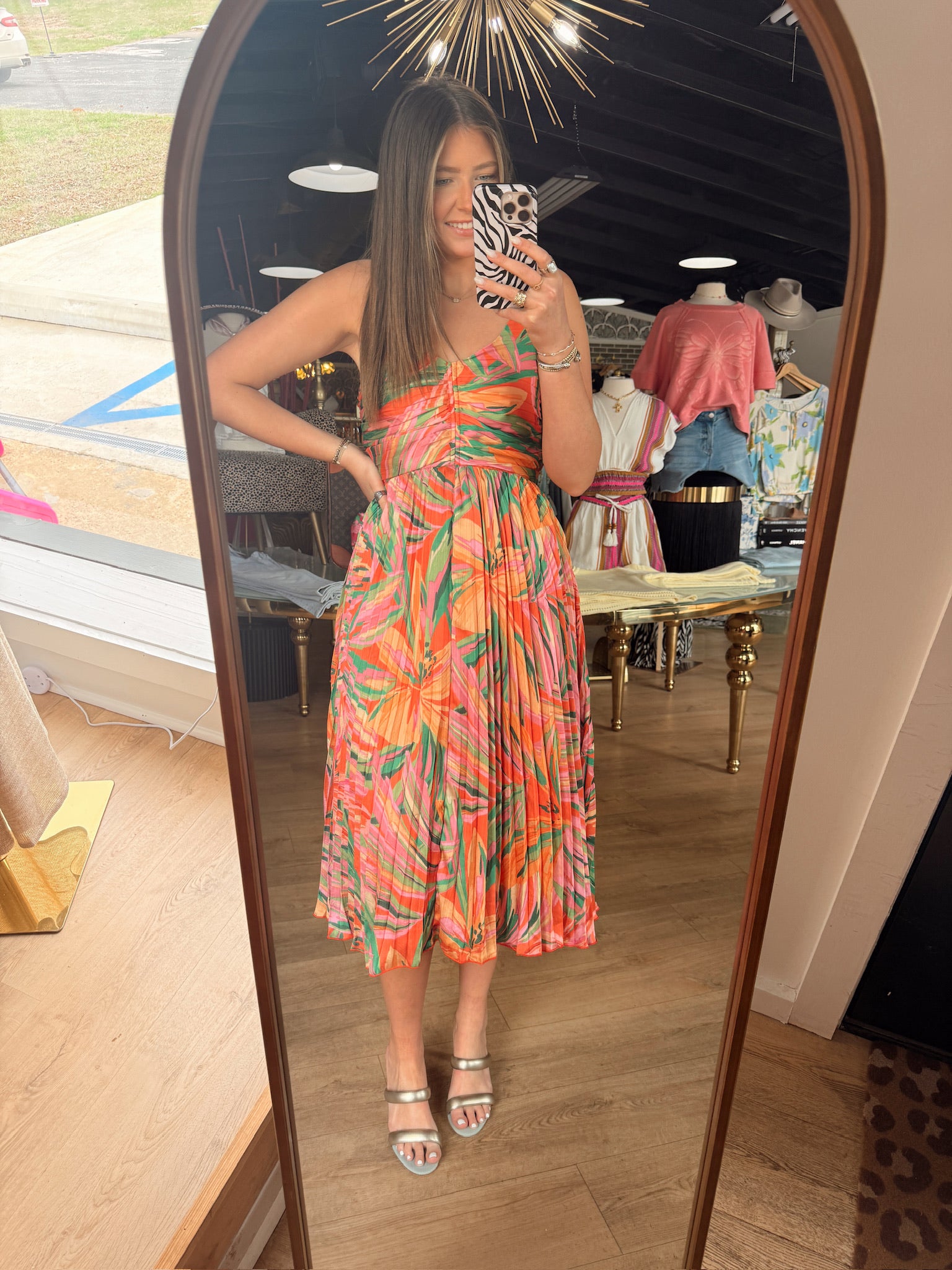 sadie and sage sunset ridge pleated midi dress