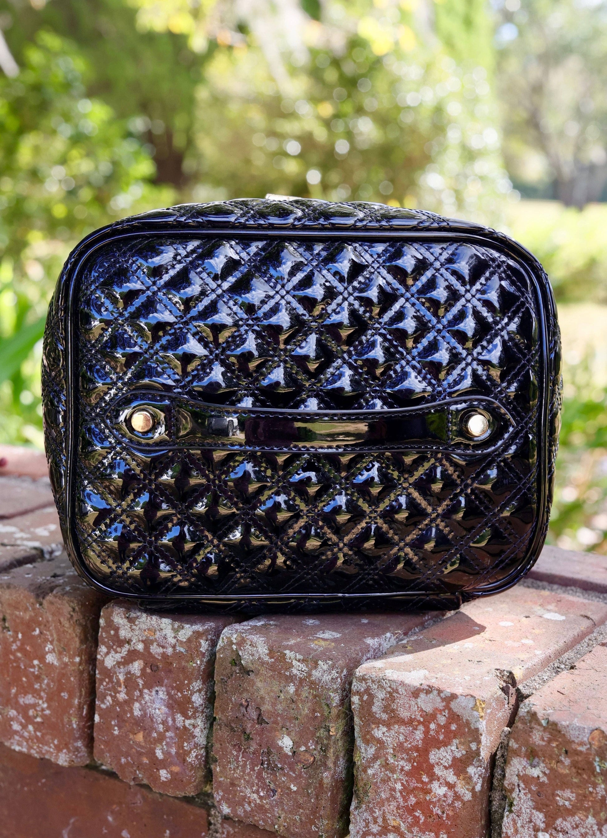 Caroline Hill Hampton Train Case in Black Patent