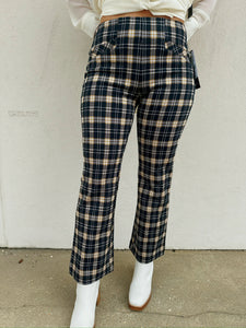 liverpool stella flares in navy tartan plaid