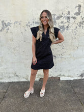 Load image into Gallery viewer, thml textured dress with ruffle sleeve in black