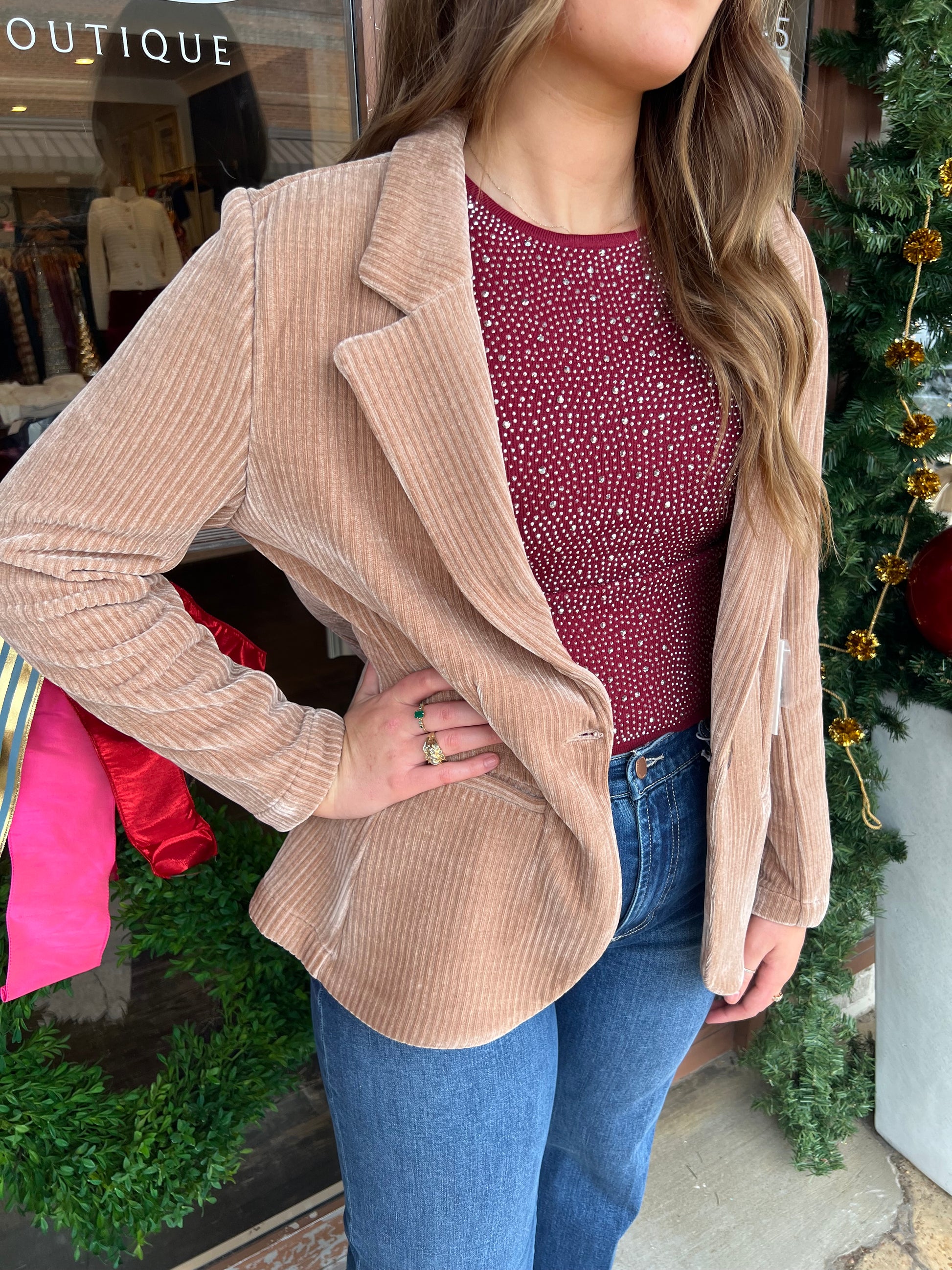 elan star studded tank in maroon