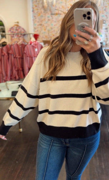 z supply jordane striped sweater in light oatmeal