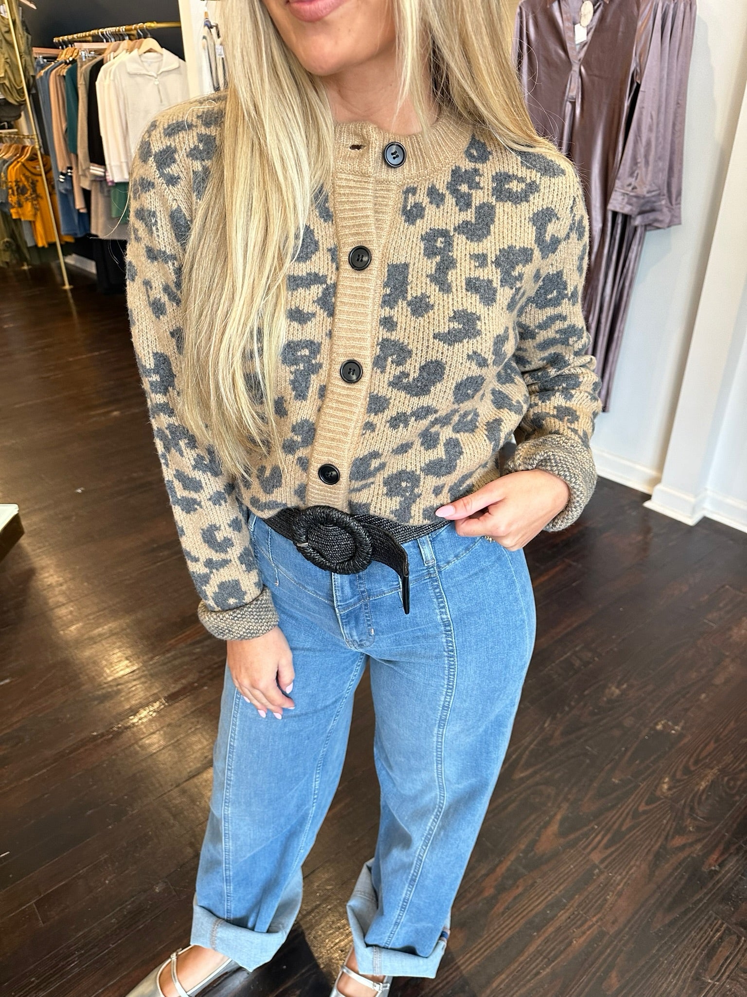 dear john amina sweater in leopard
