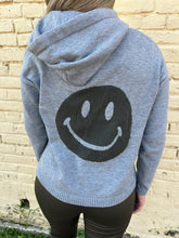 Load image into Gallery viewer, six fifty good mood smiley hoodie in heather grey and olive combo