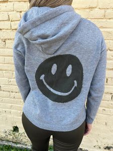 six fifty good mood smiley hoodie in heather grey and olive combo