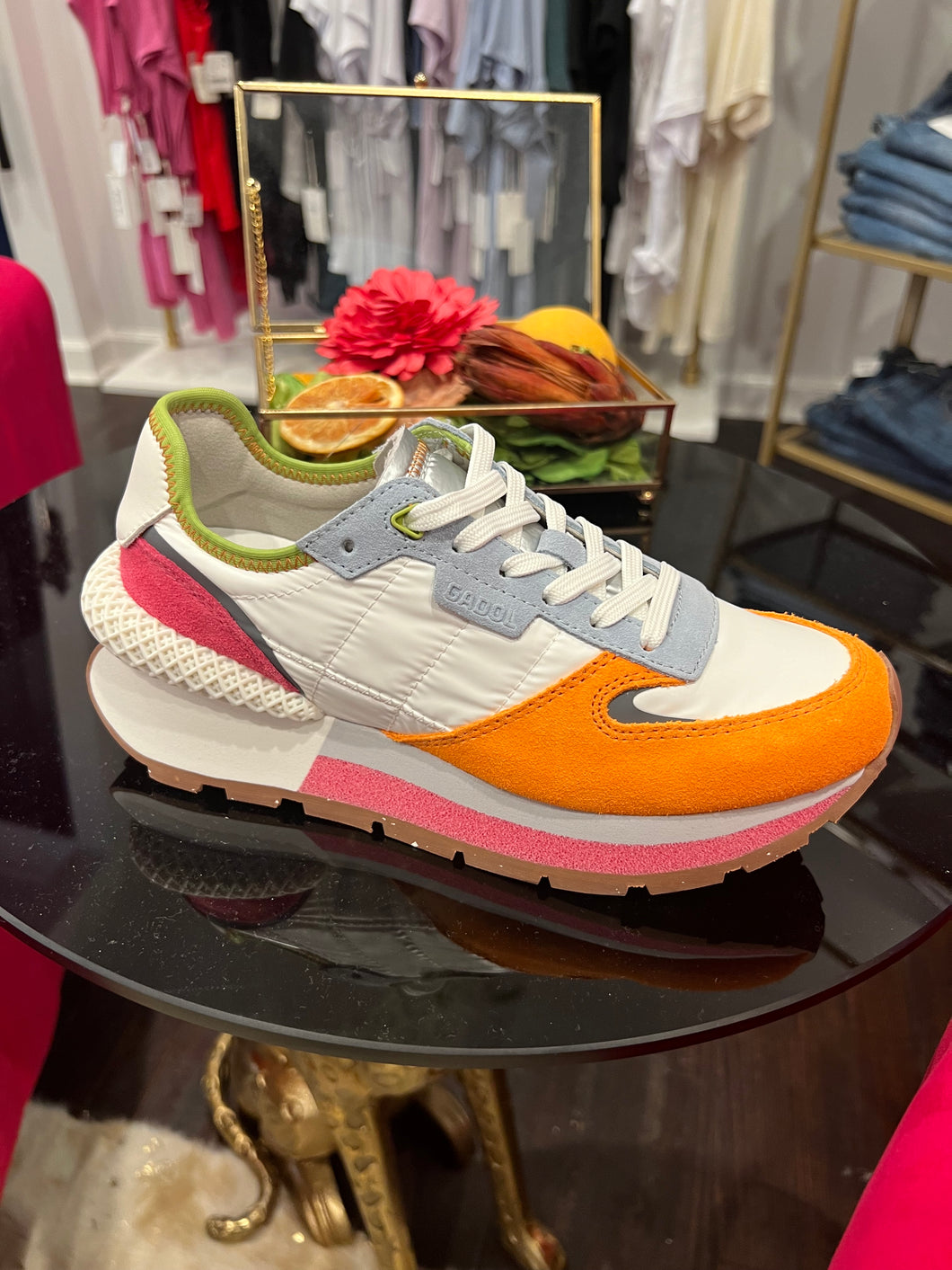 vintage havana fantasia gadol sneaker in orange/pink/green combo