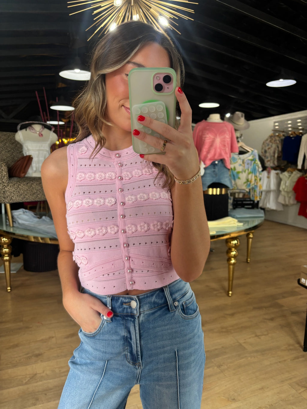 deluc malta knit vest in pink