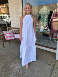 elan high neck maxi in white