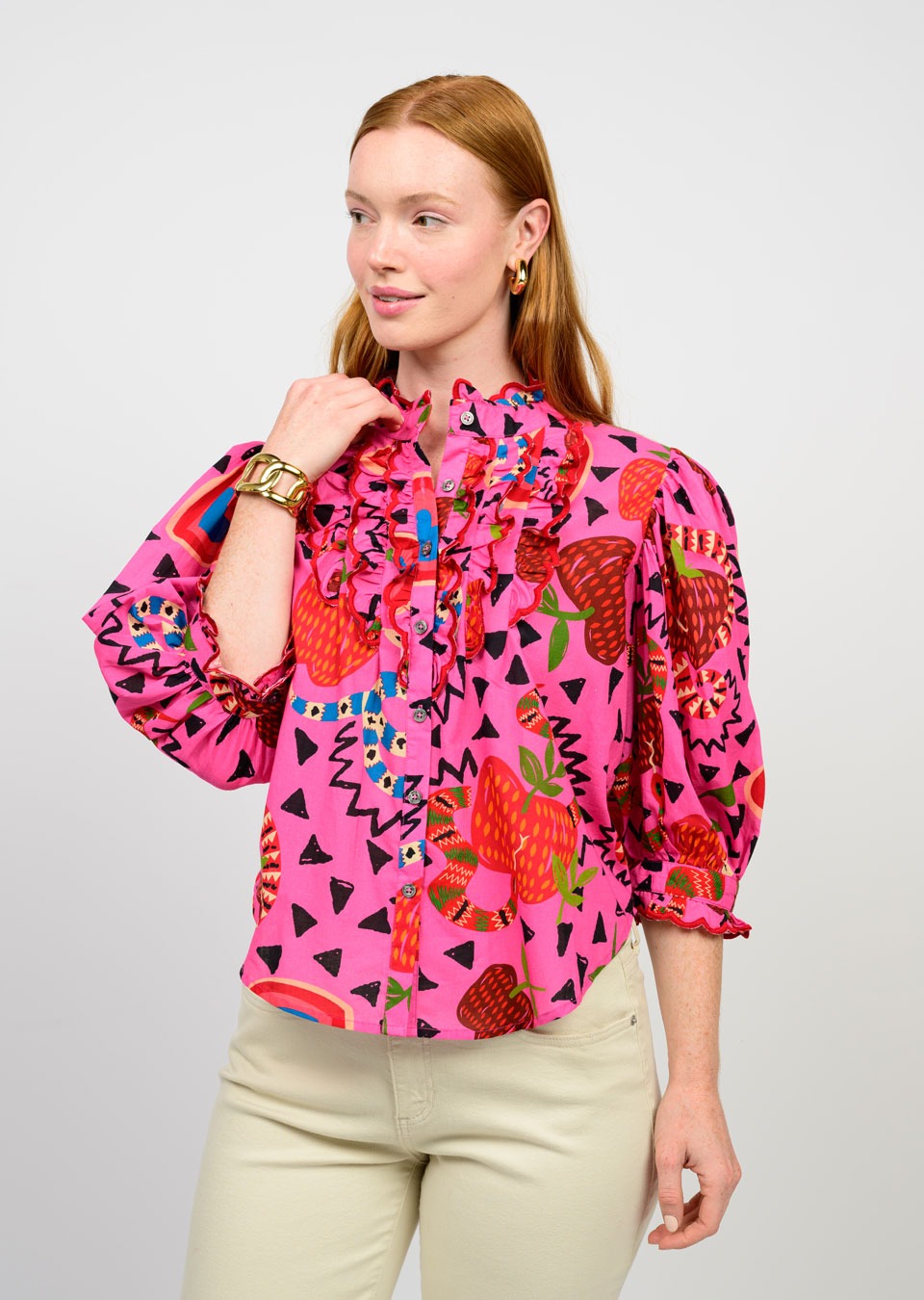 ivy jane charming snakes top in hot pink