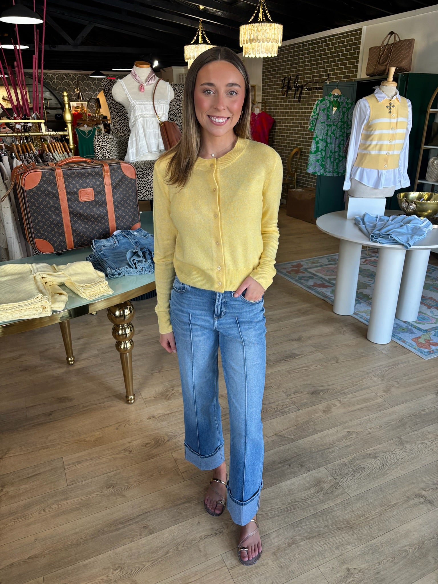 astr mary cardigan in yellow