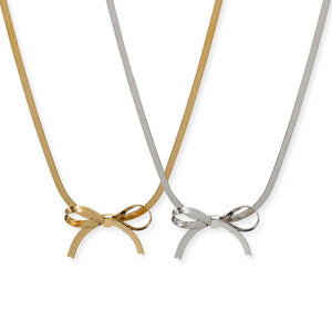 bracha bow necklace in gold