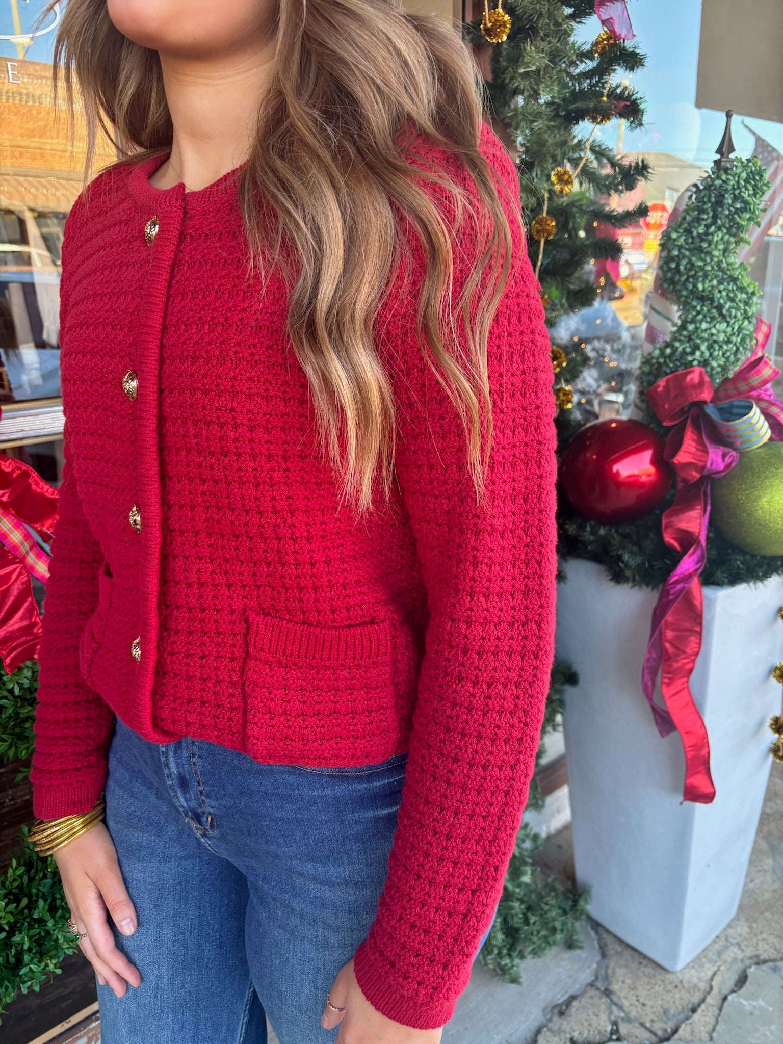 dear john cambria sweater in deep crimson