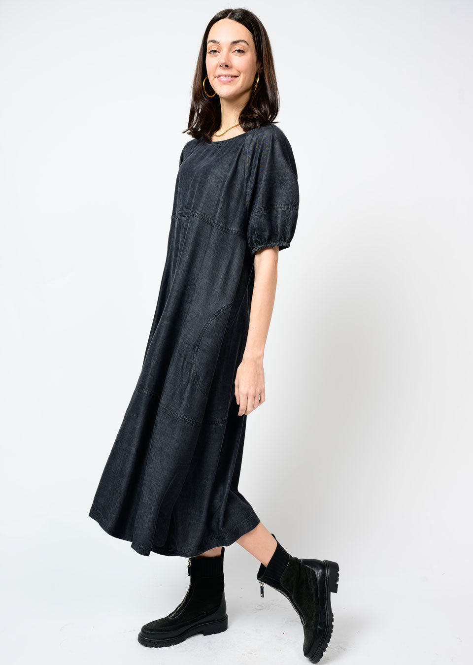 uncle frank denim tiered dress