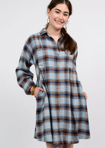 uncle frank tucked and plaid shirt dress