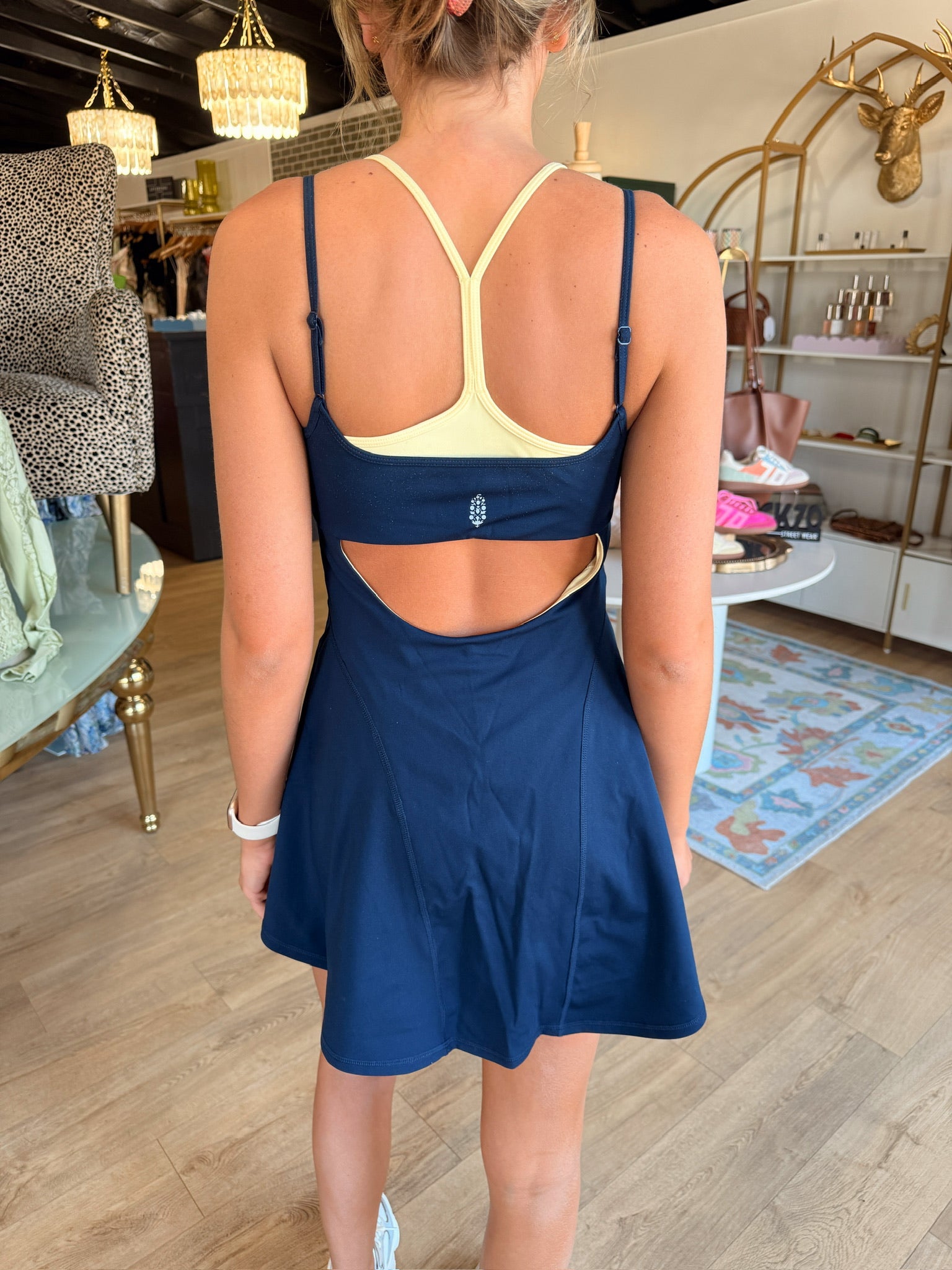 free people movement baseline tennis dress in navy combo