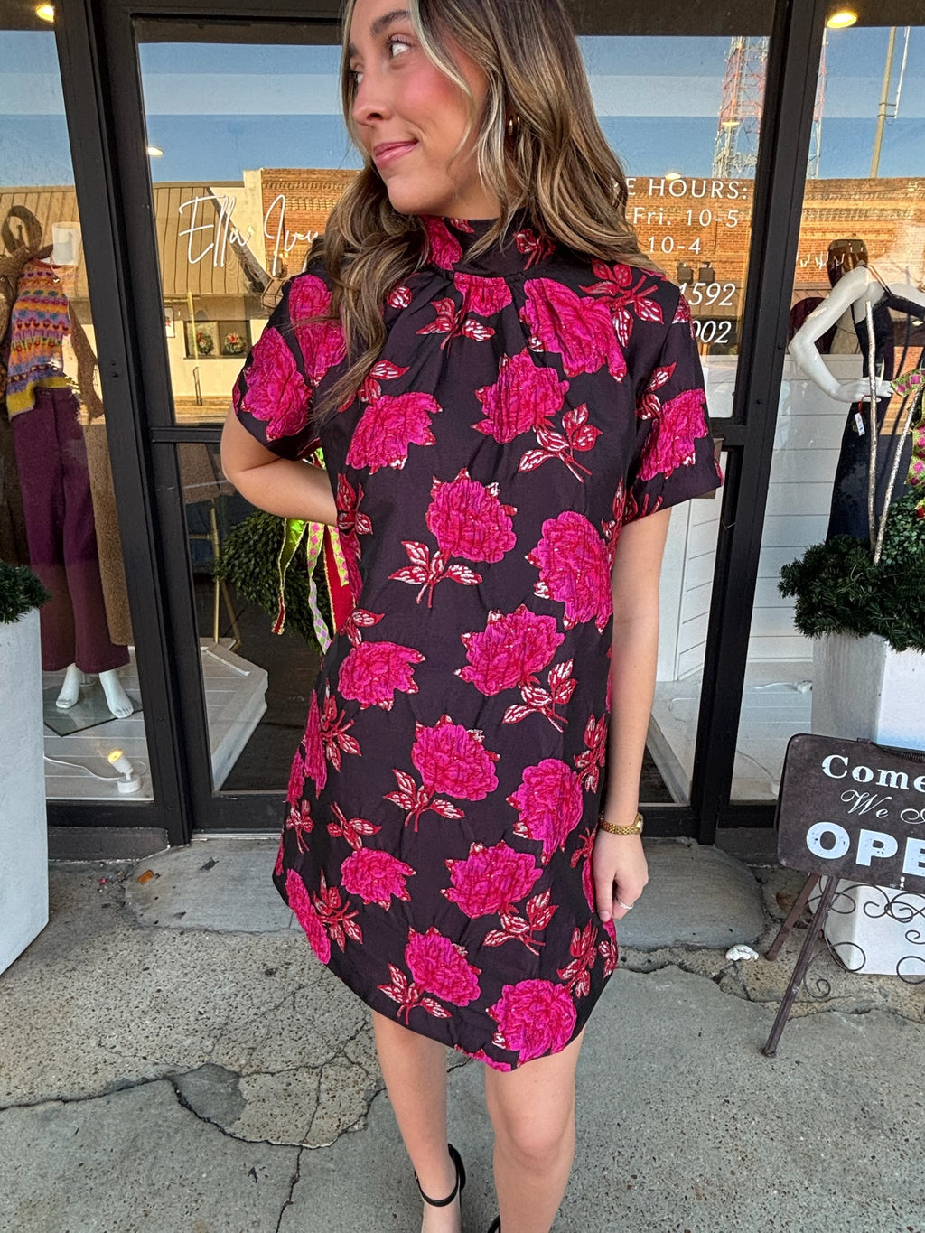 uncle frank bow back dress in brown