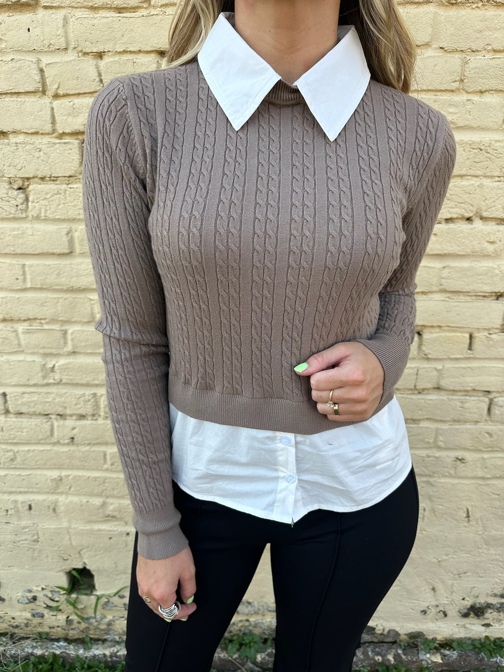 deluc amsonia 2-in-1 shirt in taupe