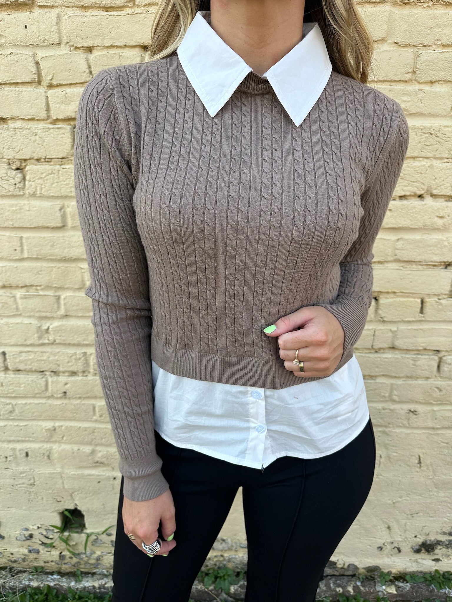 deluc amsonia 2-in-1 shirt in taupe