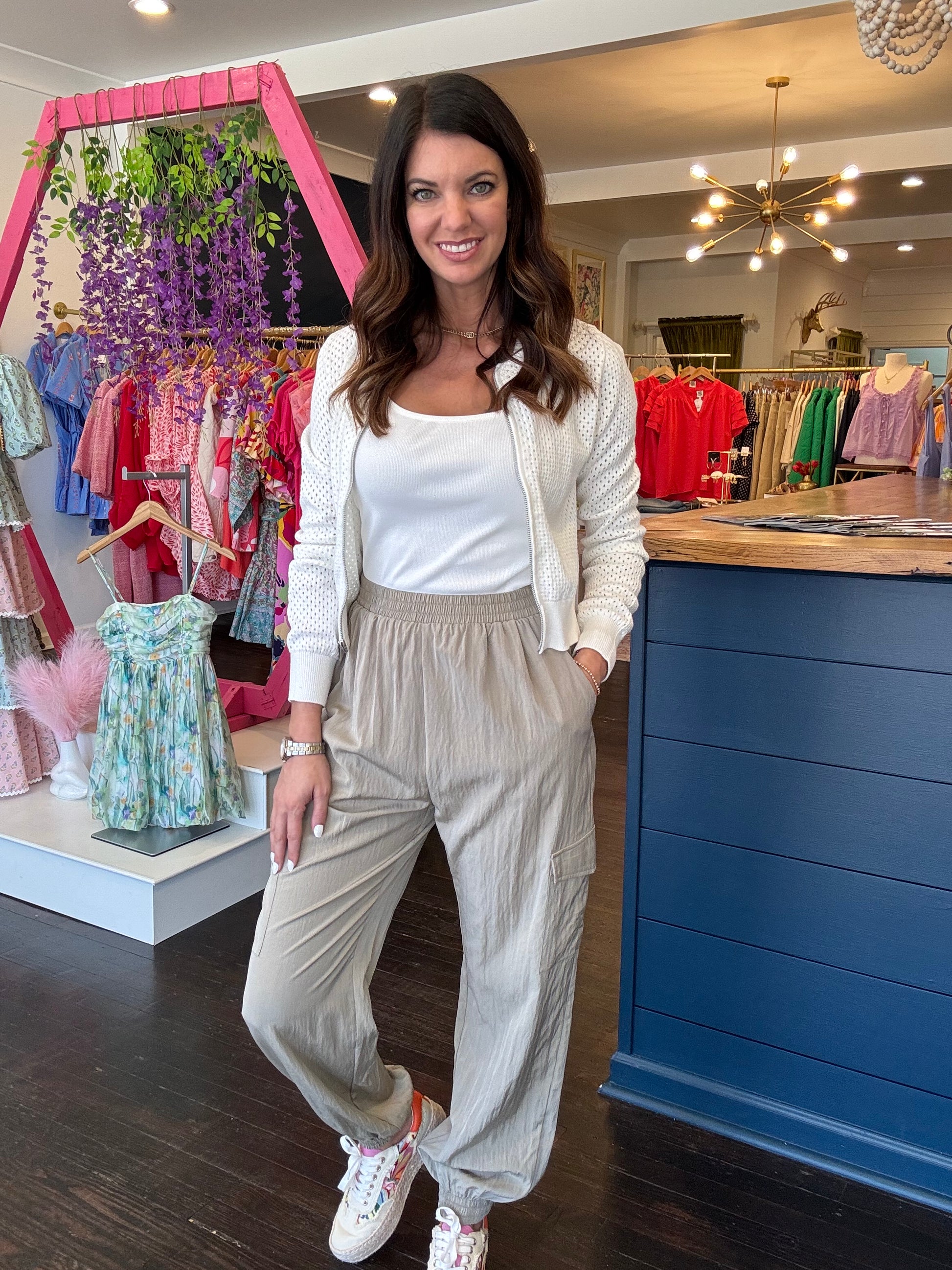 six fifty lindsey cargo jumpsuit in beige