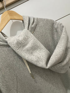 vintage havana metallic trim burnout cropped hoodie with star embroidery in heather grey