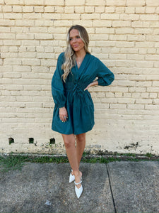 elan long sleeve dress in teal