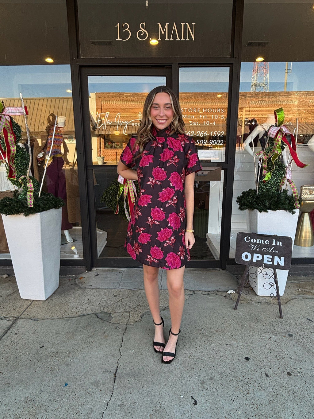 uncle frank bow back dress in brown