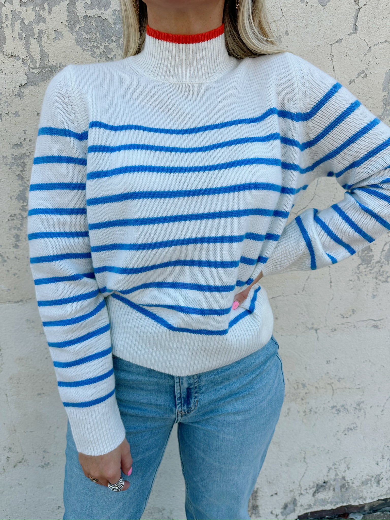 thml striped sweater in white