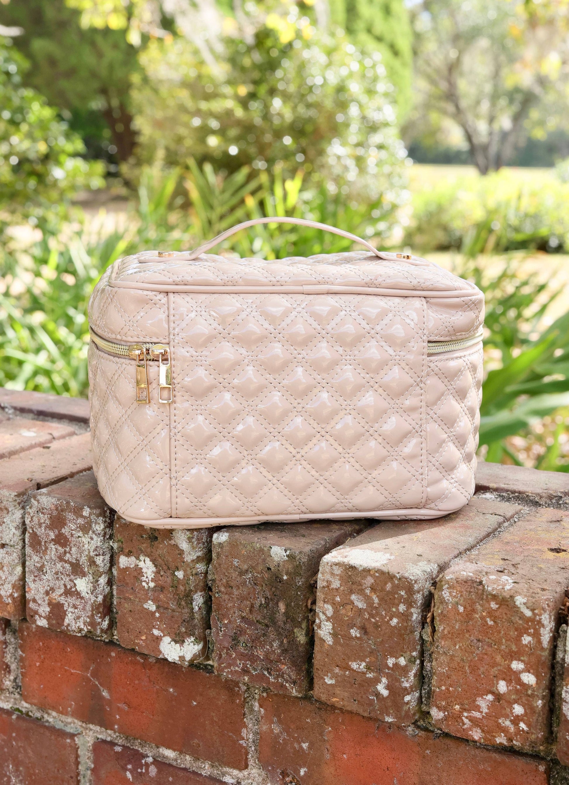 Caroline Hill Hampton Train Case in Nude Patent