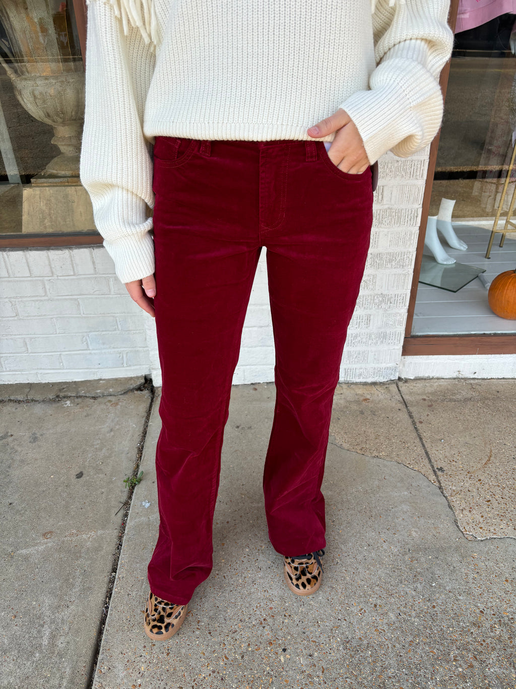 dear john rosa pant in burgundy