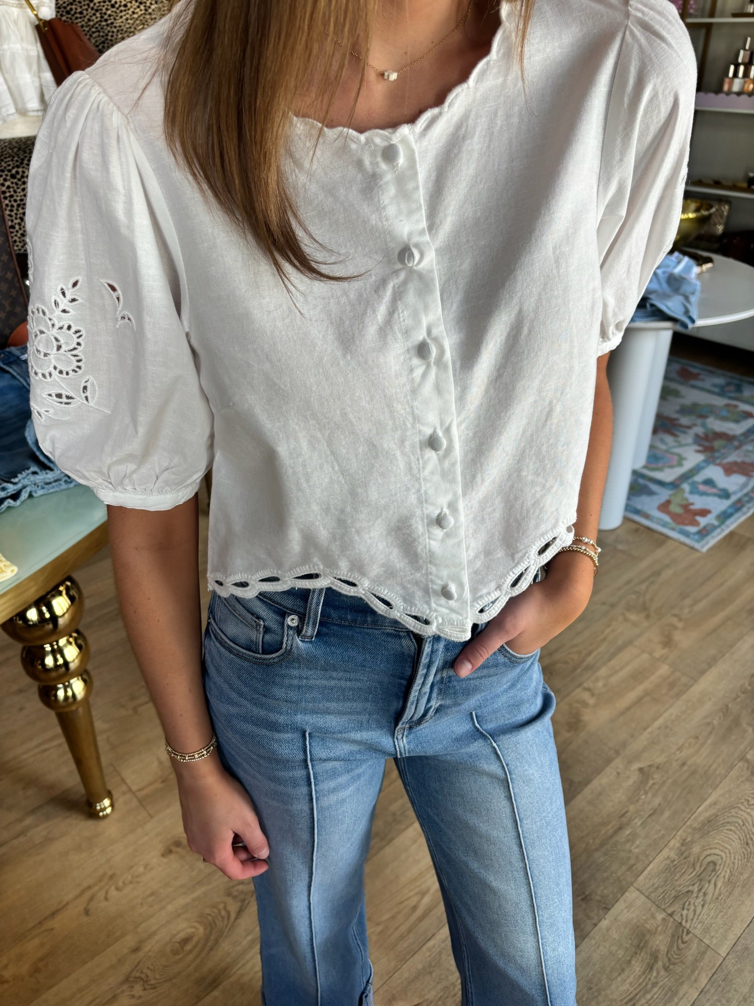 astr joellyn top in white