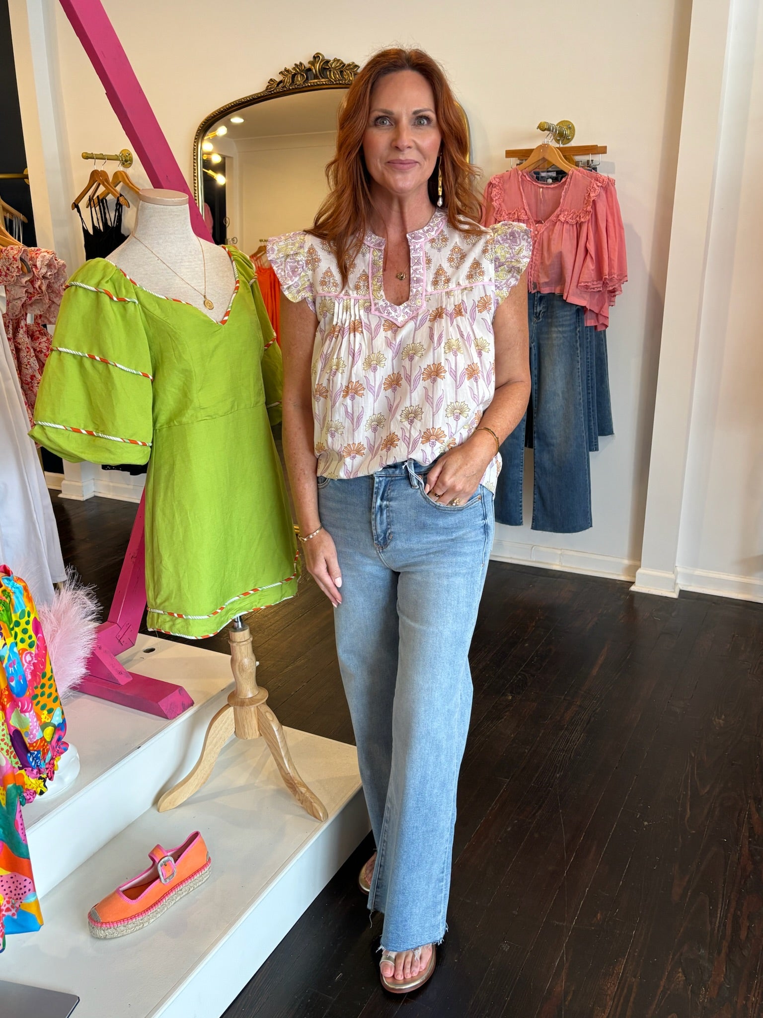ivy jane three pattern top in white