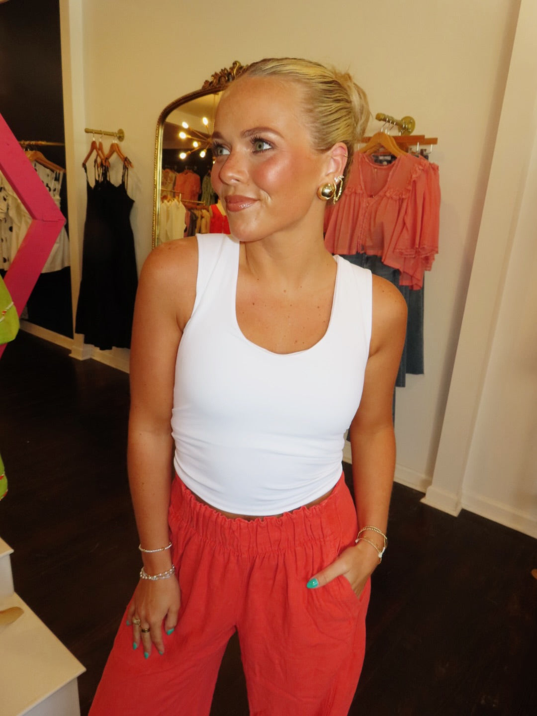 free people clean lines muscle cami in white