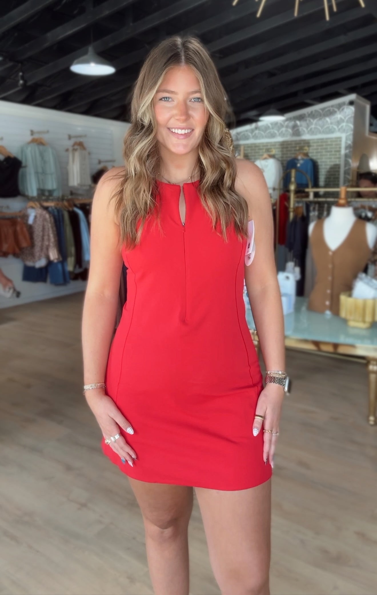 Spanxshape™ Get Moving Zip Front Dress in Spanx Red