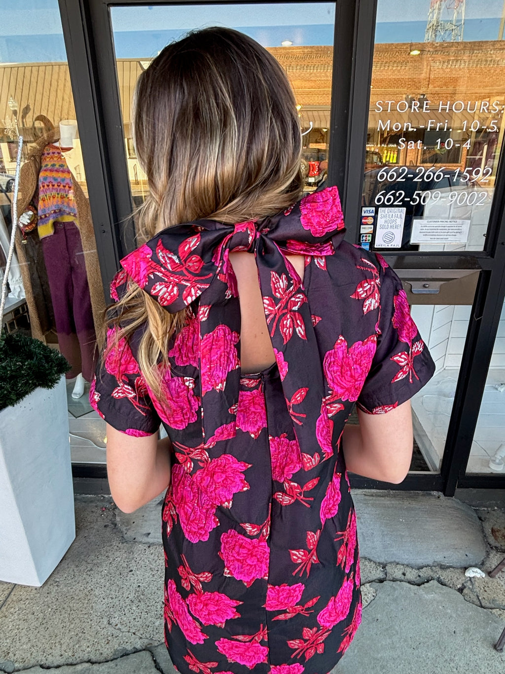 uncle frank bow back dress in brown