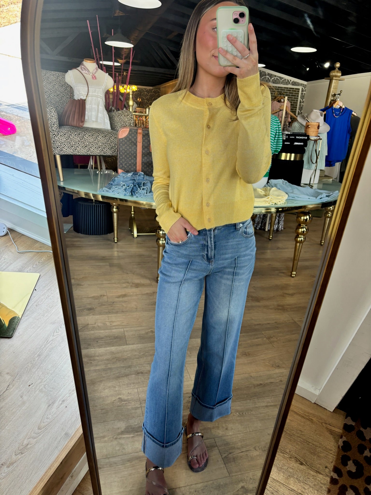 astr mary cardigan in yellow