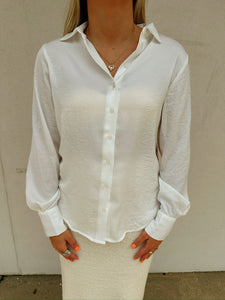 blacktape_ long sleeve flowy satin blouse in white