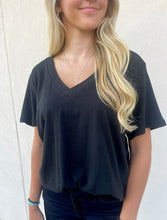 Load image into Gallery viewer, z supply girlfriend v-neck tee in black