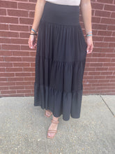Load image into Gallery viewer, elan skirt maxi tiered black