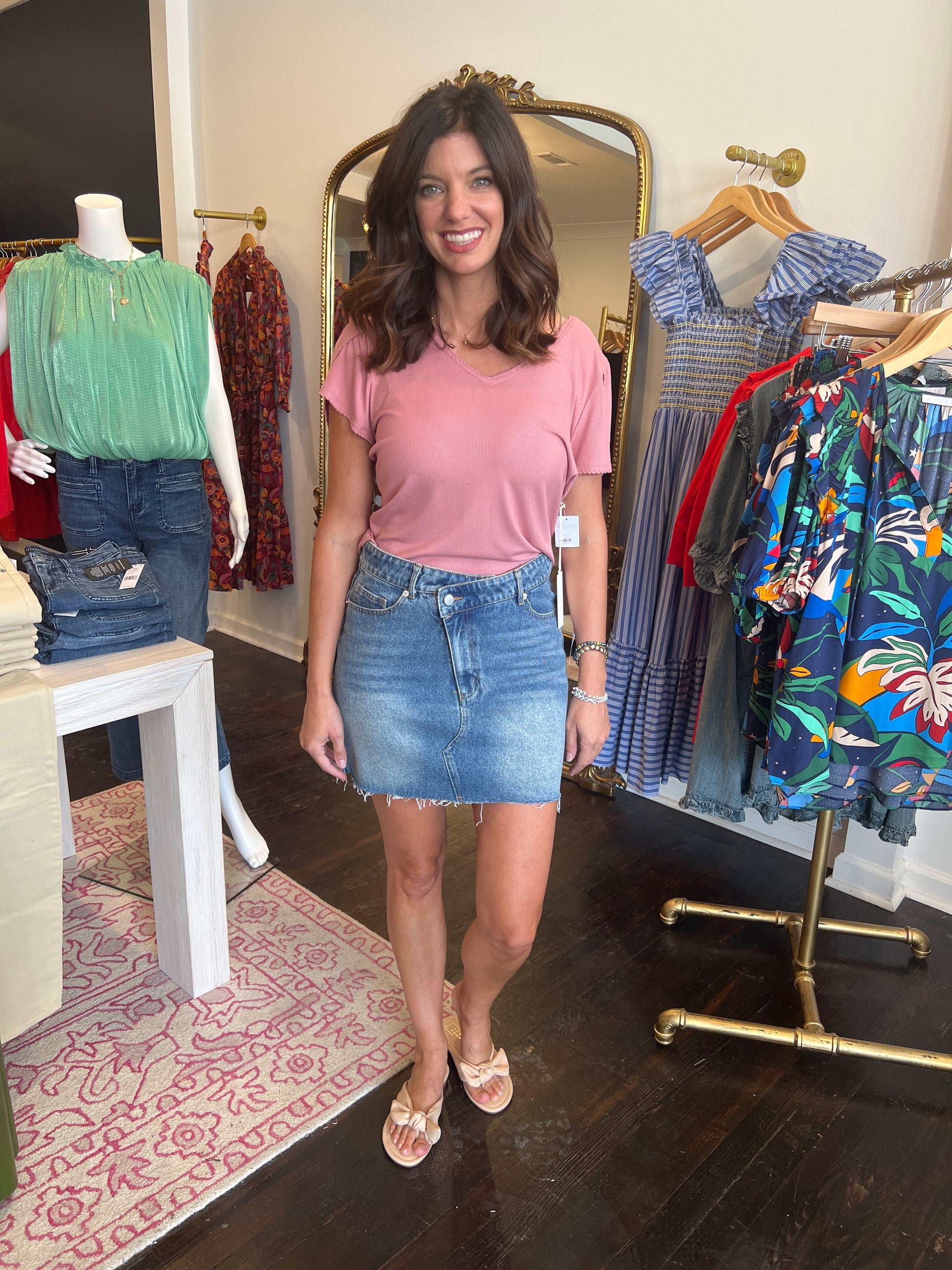 karlie denim novelty mini skirt