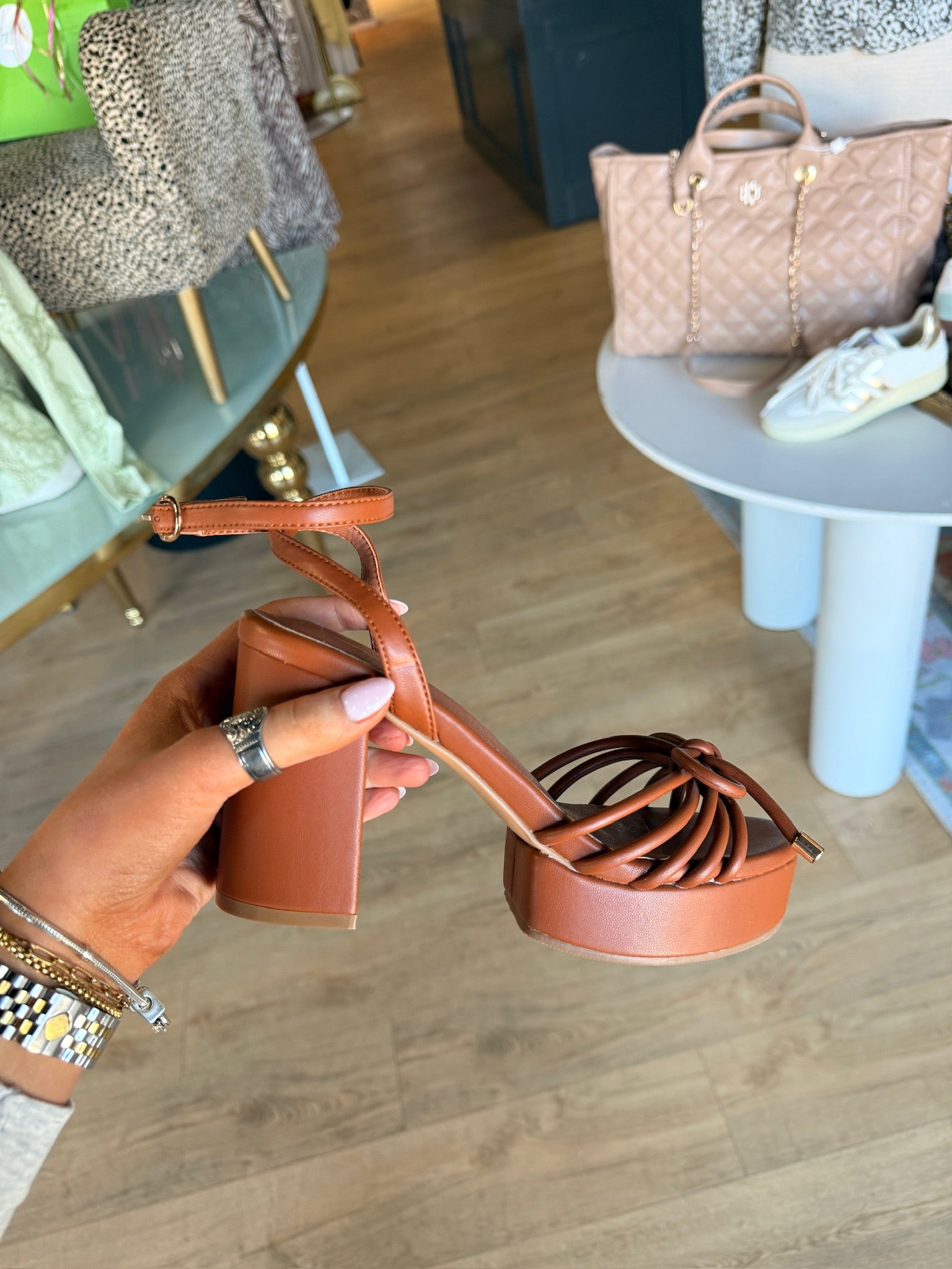 shu shop edith platfrom heel in camel