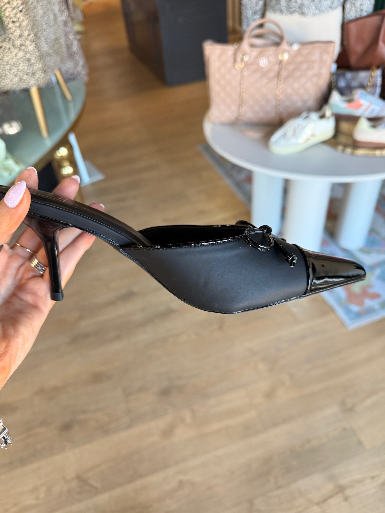 shu shop naomi black satin mule