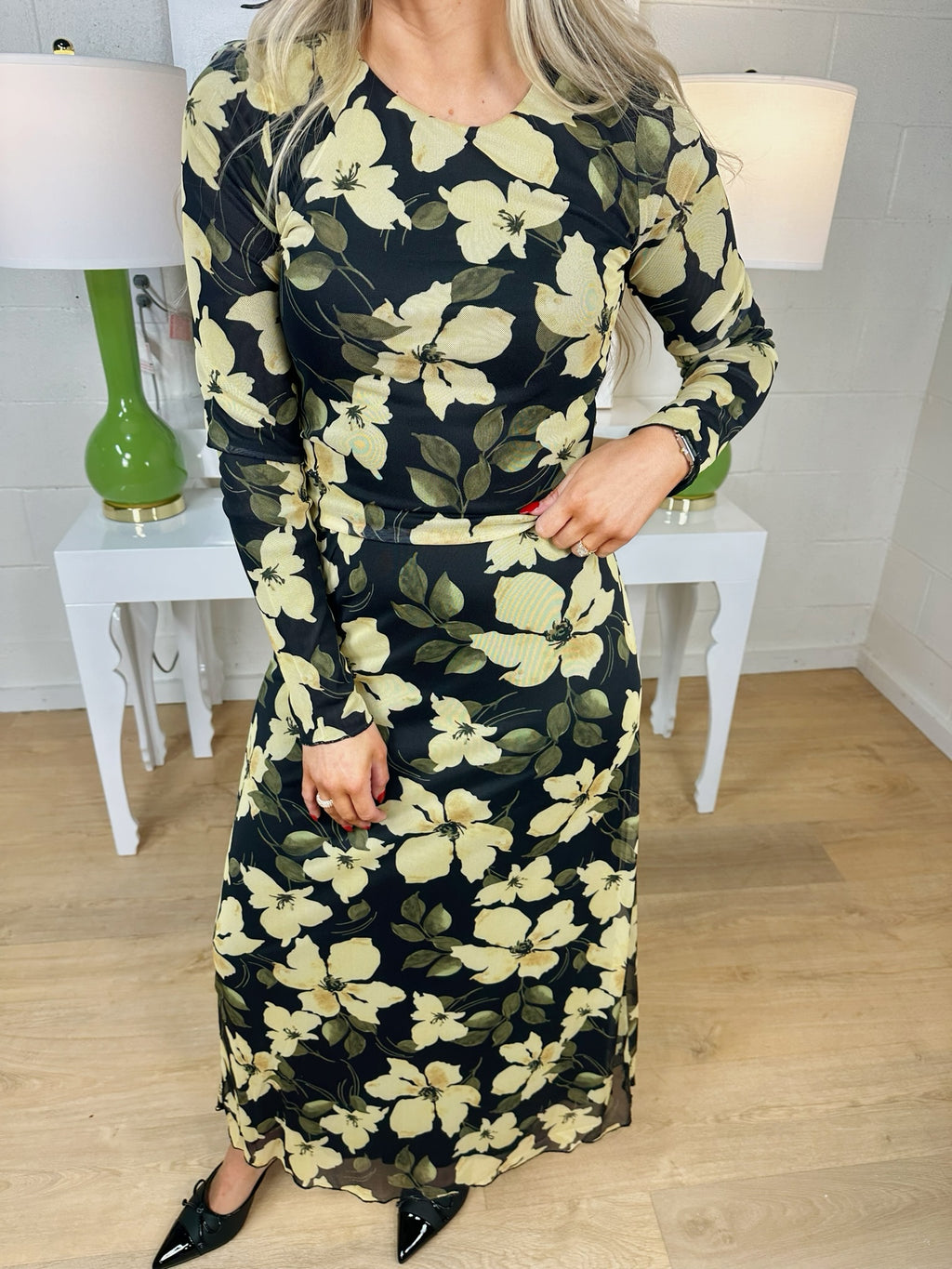 z supply eda ren floral mesh midi skirt in sunnyside