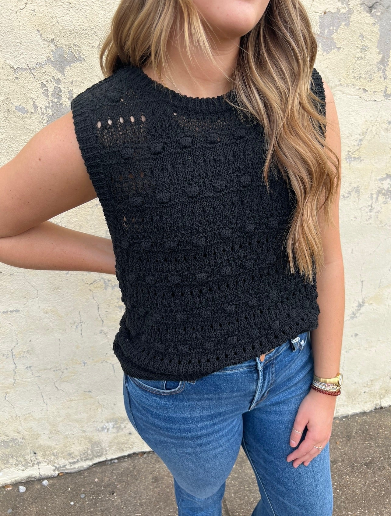 dear john magnolia top in black